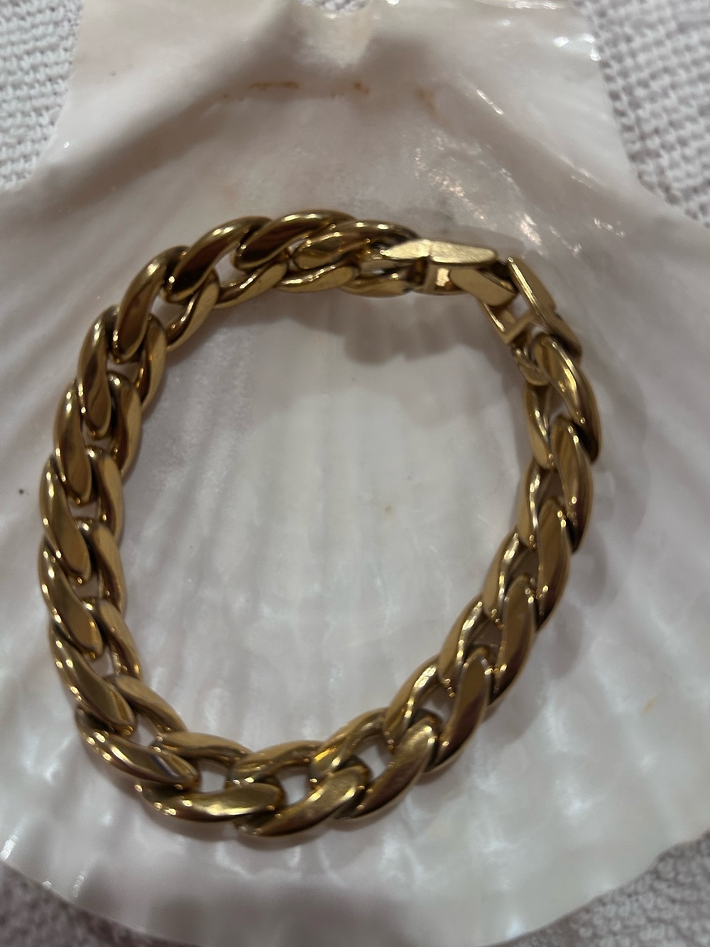 Mens Gold Tone Chunky Cuban Link Bracelet